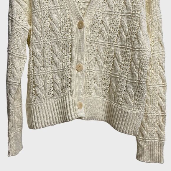 NWT Madewell Open Cable-Stitch Cardigan Sweater Women's Size M Bright Ivory - Picture 6 of 16